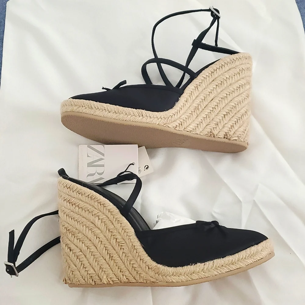 Zara Satin Effect Wedge Sandals
